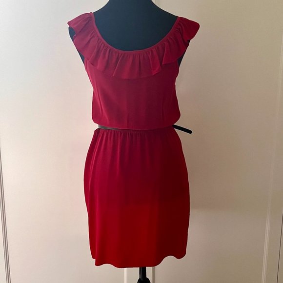 Amanda Uprichard Cocktail Party Red Ruffle Silk Sleeveless Dress, Size P/XS - Picture 2 of 8